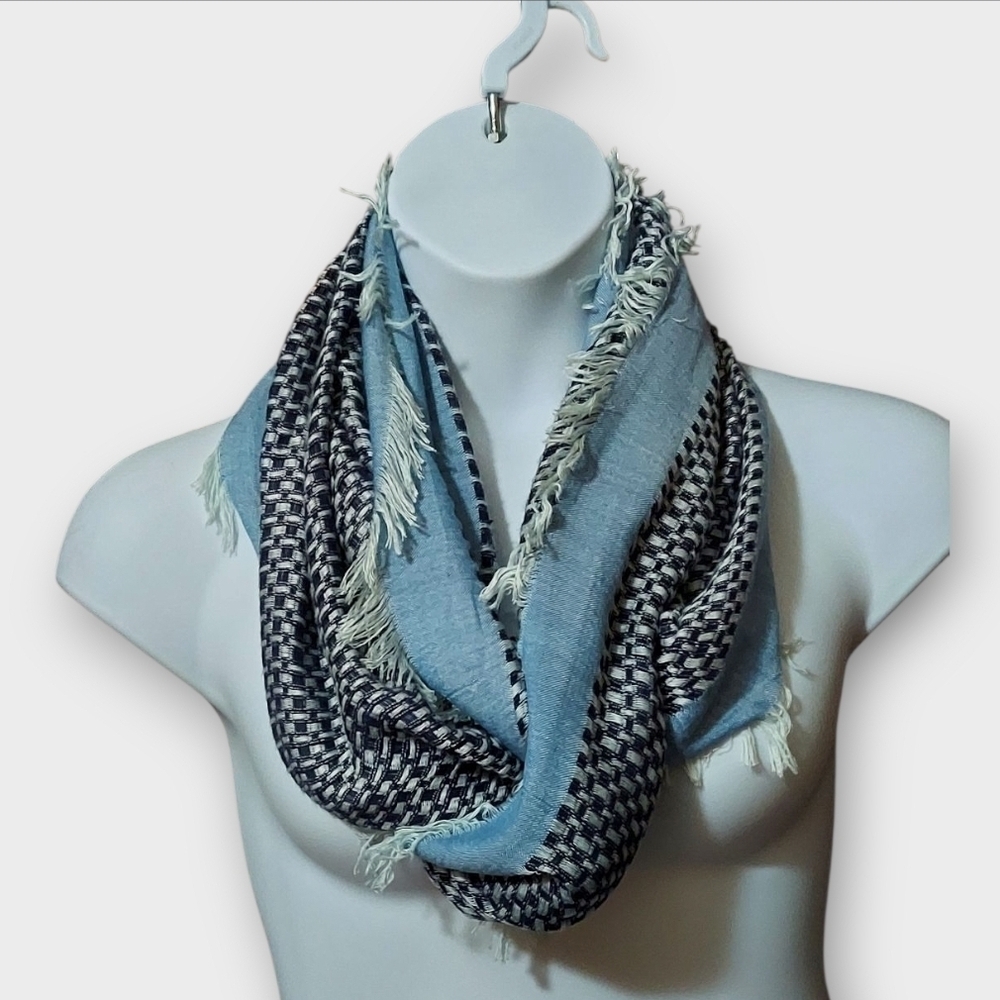 NWT Collection XIIX Woven Songbird Blue and Black Infinity Scarf